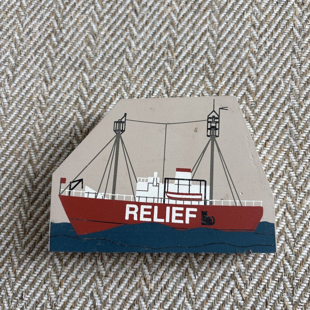 The Cats Meow Relief Boat Wood Accessory Piece ‎ Village 1994 Ship